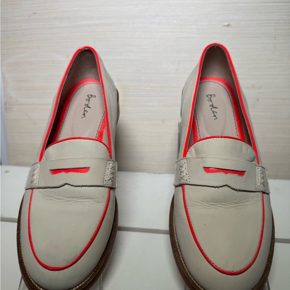 Boden Beige and Neon Pink/Coral Trim Loafers - Picture 6 of 6